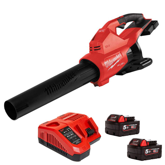 Milwaukee M18F2BL-0 18V Fuel Brushless Dual Battery Blower with 2 x 5.0Ah Battery & Charger