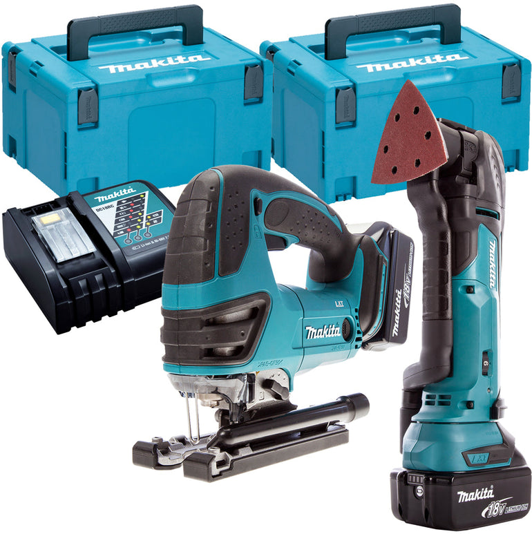 Makita MT5180TJ 18V Multi Tool + Jigsaw Twin Pack with 2 x 5.0Ah Batteries & Charger in Case