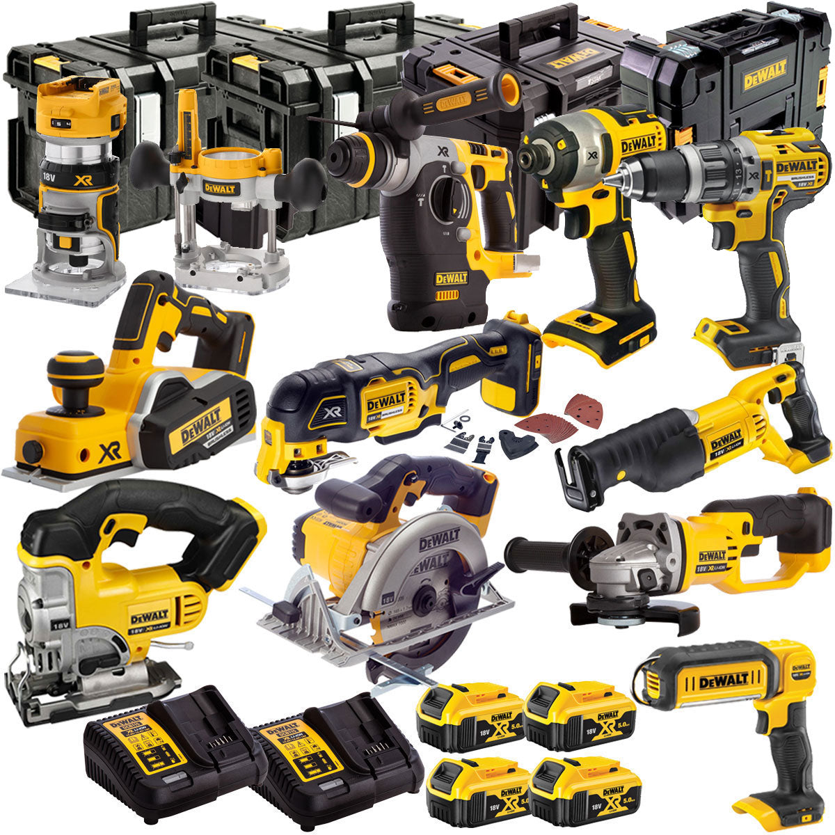 Dewalt 18V 11 Piece Power Tool Kit with 4 x 5.0Ah Batteries T4TKIT-5300