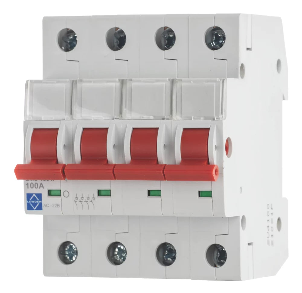 LEWDEN 100A 4-POLE 3-PHASE MAINS SWITCH DISCONNECTOR