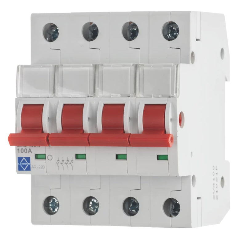 LEWDEN 100A 4-POLE 3-PHASE MAINS SWITCH DISCONNECTOR