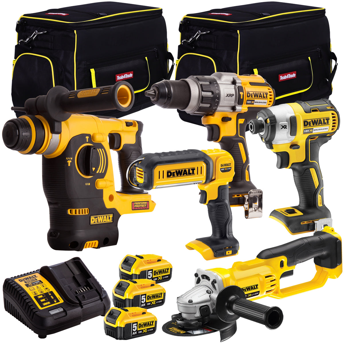 Dewalt 5 Piece 18V Li-ion Kit 3 x 5.0Ah Batteries & Charger T4TKIT-182