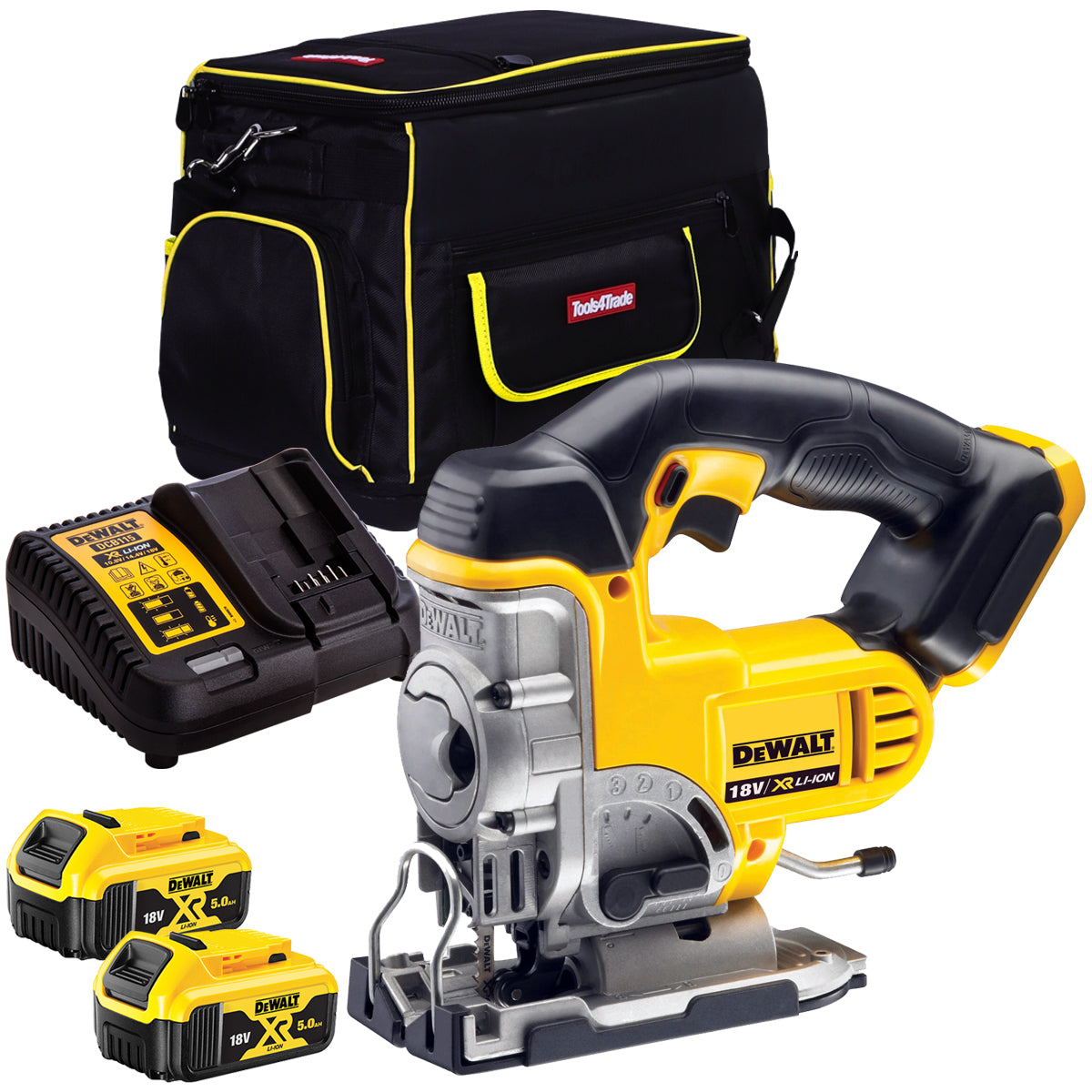 Dewalt DCS331N 18V Cordless Jigsaw with 2 x 5.0Ah Batteries & Charger in Bag