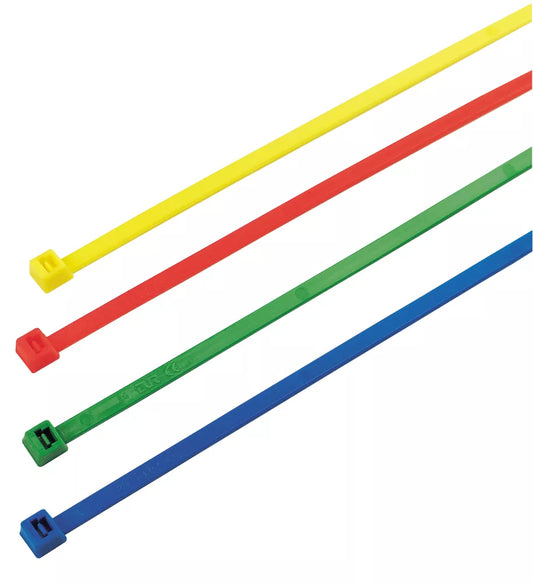 CABLE TIES RED / GREEN / BLUE / YELLOW 200MM X 4.5MM 200 PACK (53684)
