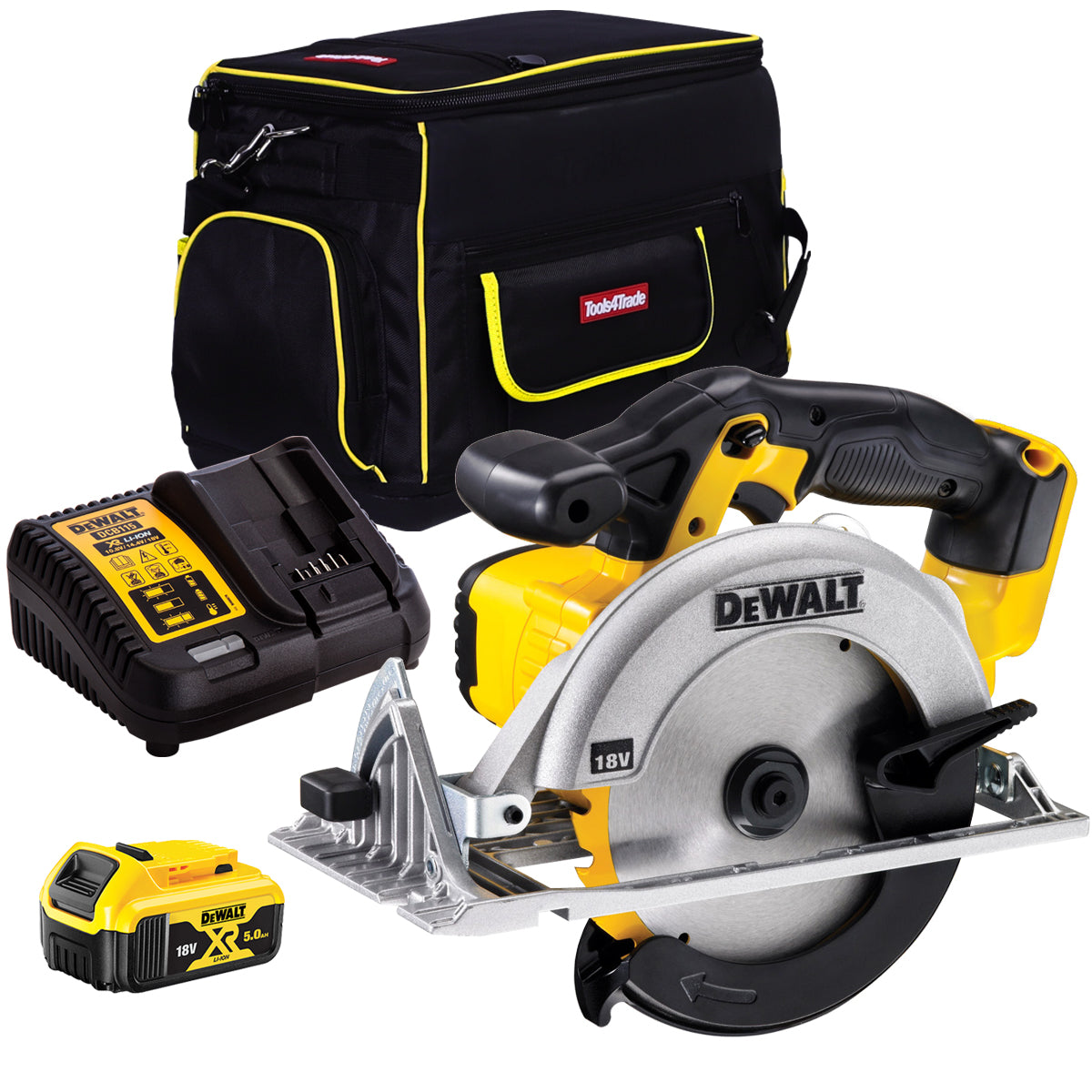 Dewalt DCS391N 18V 165mm Premium Circular Saw with 1 x 5.0Ah Battery & Charger in Bag