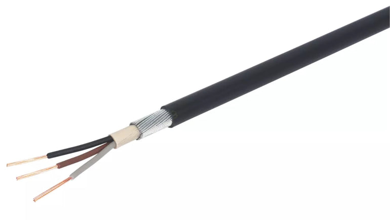 PRYSMIAN 6943X BLACK 3-CORE 1.5MM² ARMOURED CABLE 25M COIL