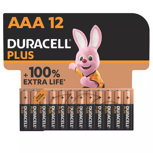 DURACELL PLUS AAA ALKALINE BATTERIES 12 PACK