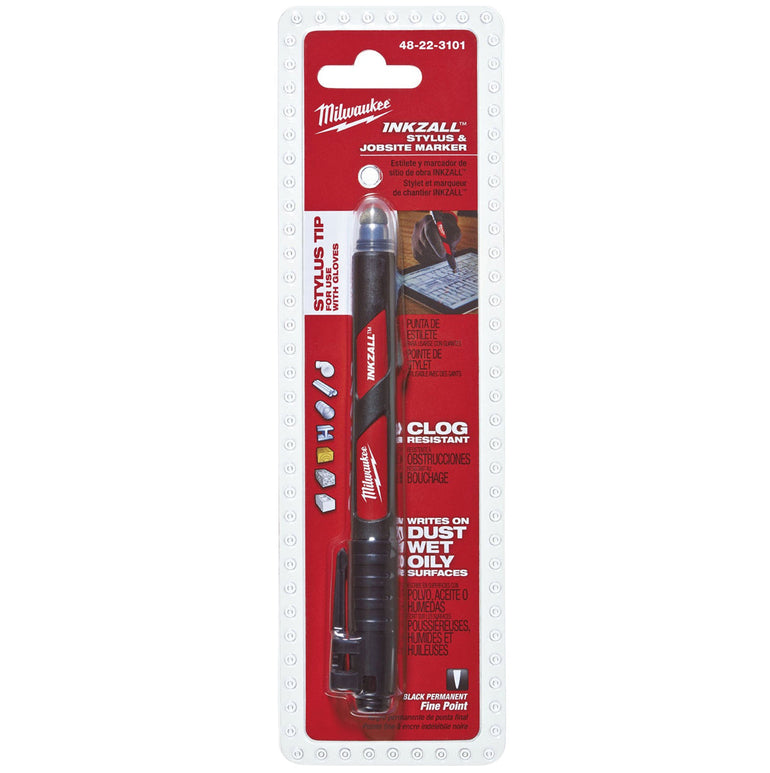 Milwaukee  INKZALL Jobsite Fine Point Black Marker With Stylus 48223101