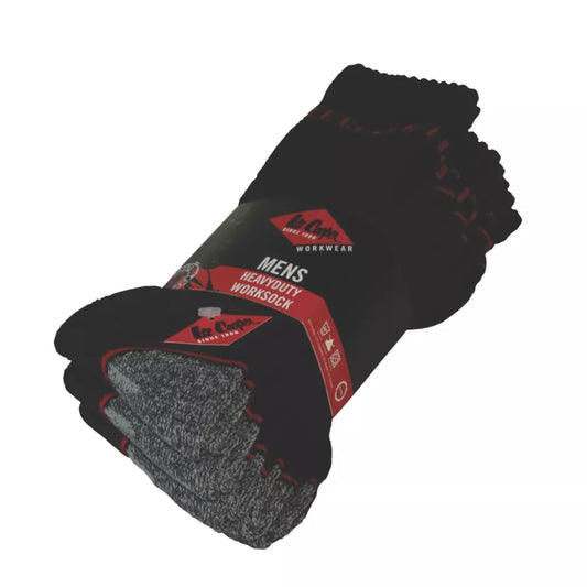 LEE COOPER HEAVY DUTY WORK SOCKS BLACK SIZE 7-11 5 PACK