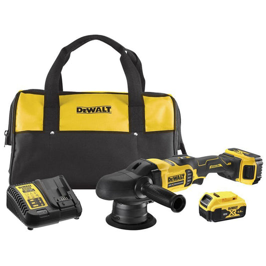 Dewalt DCM848P2 18V Brushless 125mm Dual Action Polisher 2 x 5.0Ah Battery Charger & Bag