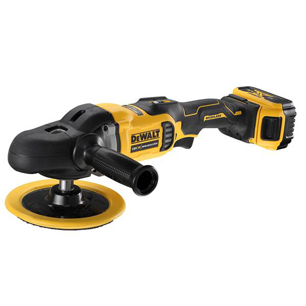 Dewalt DCM849P2 18V Brushless XR Rotary Polisher With 2 x 5.0Ah Batteries Charger & Bag