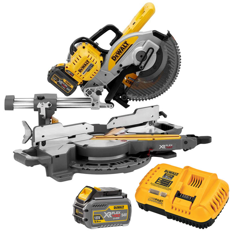 Dewalt DCS727T2-GB 54V XR Flexvolt Brushless Slide Mitre Saw With 2 x 6.0Ah Batteries Charger