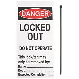 'DANGER LOCKED OUT' SAFETY MAINTENANCE TAGS 10 PACK (593FX)