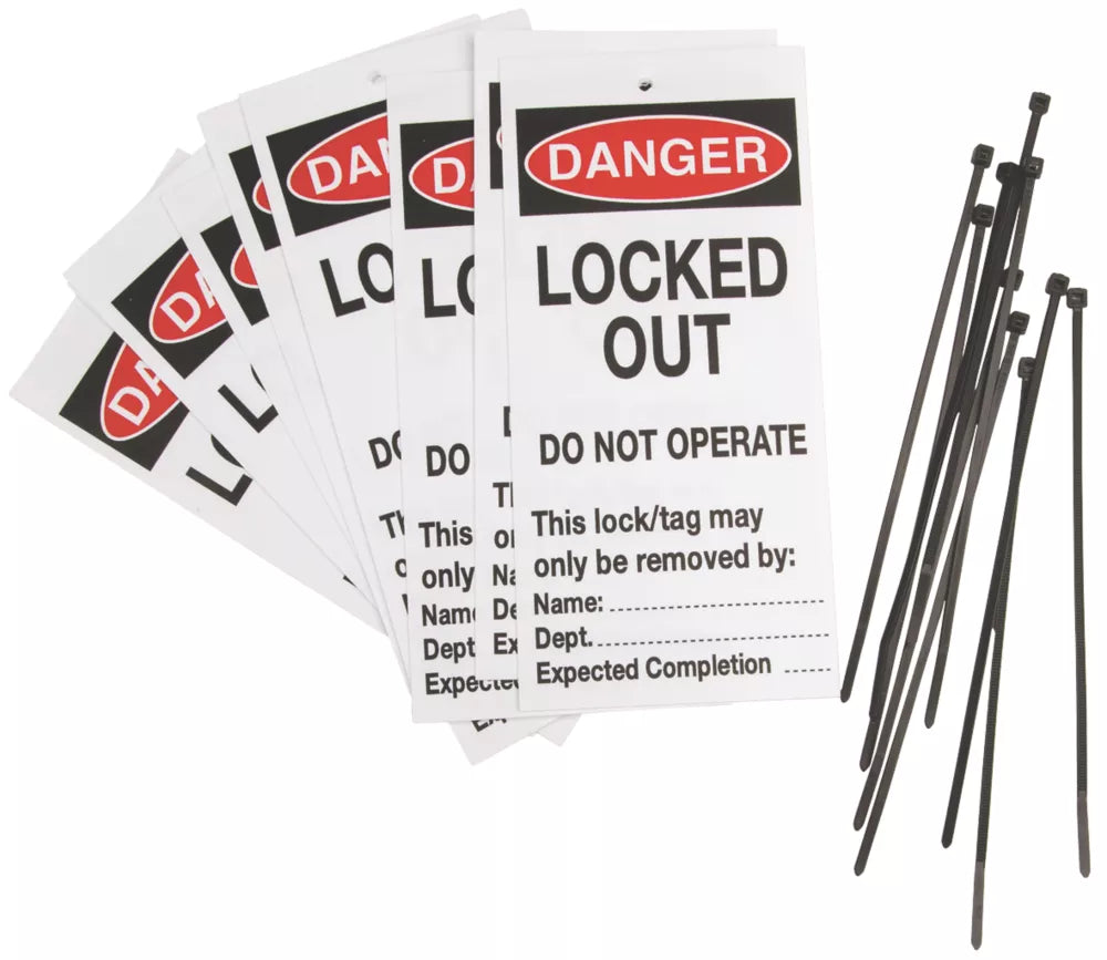 'DANGER LOCKED OUT' SAFETY MAINTENANCE TAGS 10 PACK