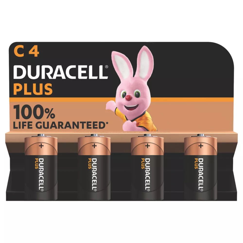 DURACELL PLUS C ALKALINE BATTERIES 4 PACK