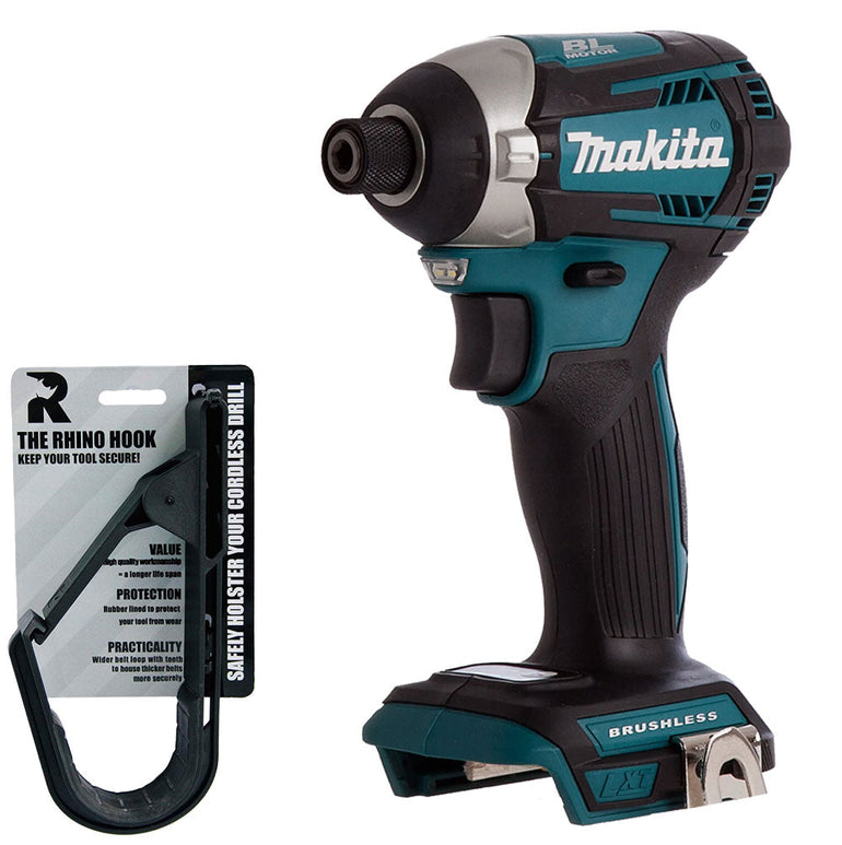 Makita DTD154Z 18V Li-ion Brushless Impact Driver Body with Rhino Hook Tool Belt