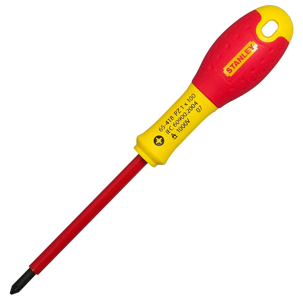 Stanley PZ1 x 100mm FatMax VDE Insulated Screwdriver Pozidriv Tip STA065418