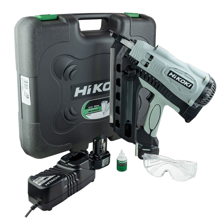 Hikoki NR90GC2/J8 7.2V Gas First Fix Framing Nailer with 2 x 1.5Ah Battery, Charger & Case