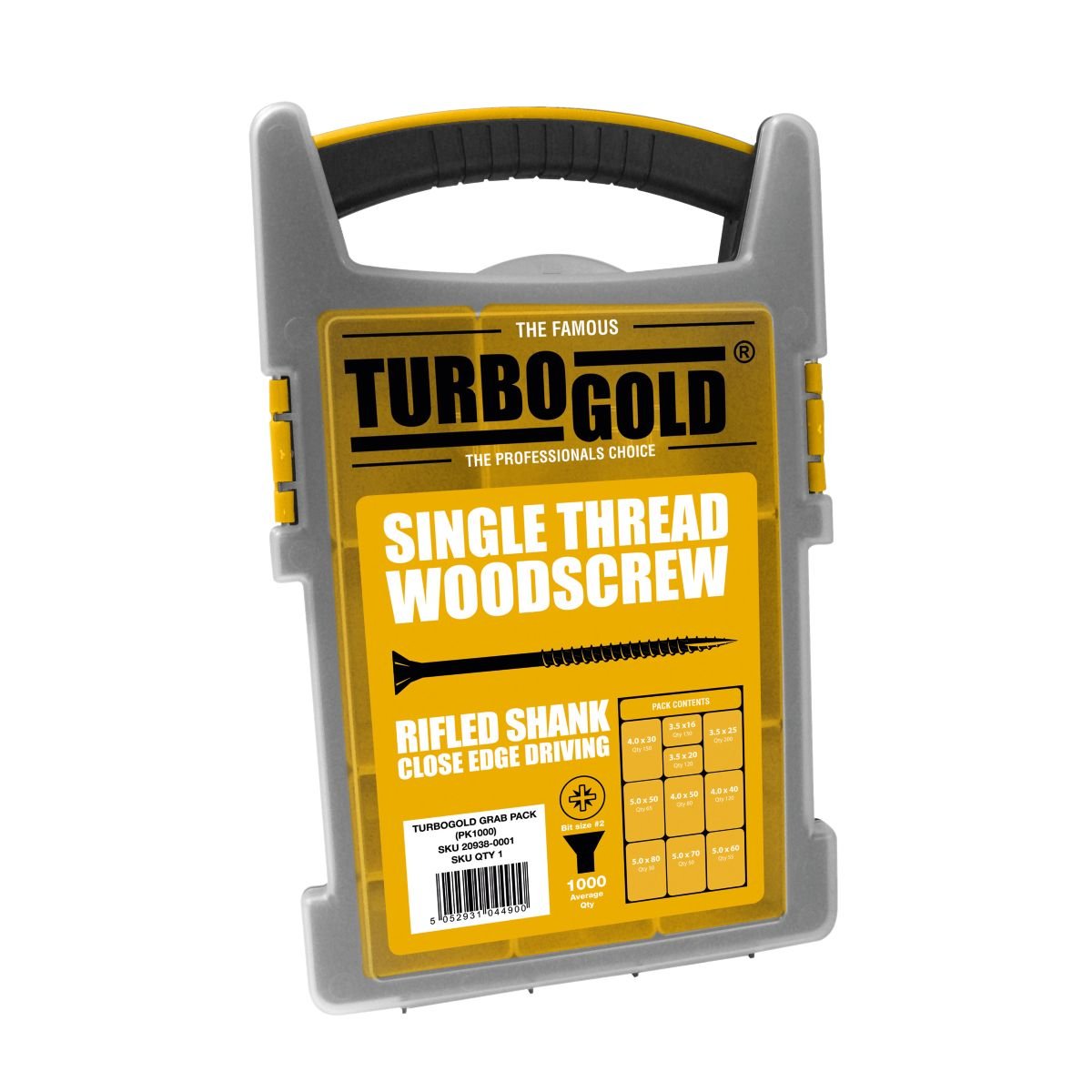 TURBOGOLD PZ DOUBLE-COUNTERSUNK WOODSCREWS TRADE GRAB PACK 1000 PCS