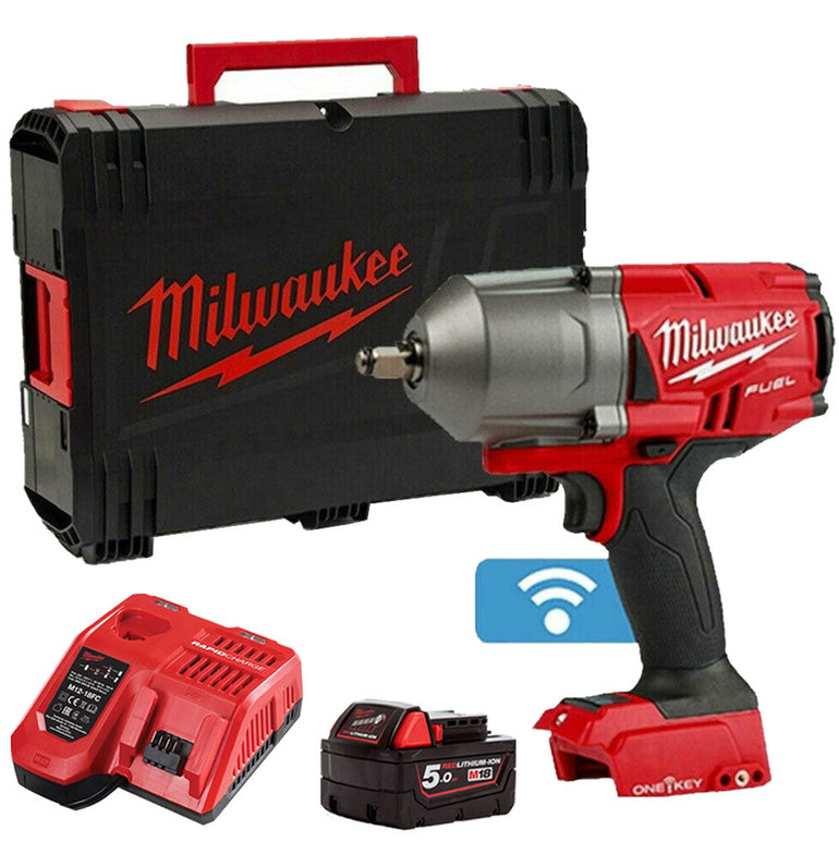 Milwaukee M18ONEFHIWF12-0 18V Brushless Impact Wrench with 1 x 5.0Ah Battery & Charger in Case