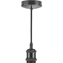 KNIGHTSBRIDGE VINTAGE 6" PENDANT SET LIGHT FITTING ES BLACK NICKEL 3 1/2"