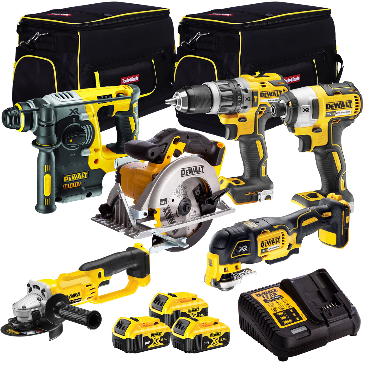 Dewalt DCK654P3TB 18V Compact 6 Piece Kit with 3 x 5.0Ah Batteries Charger & Bag