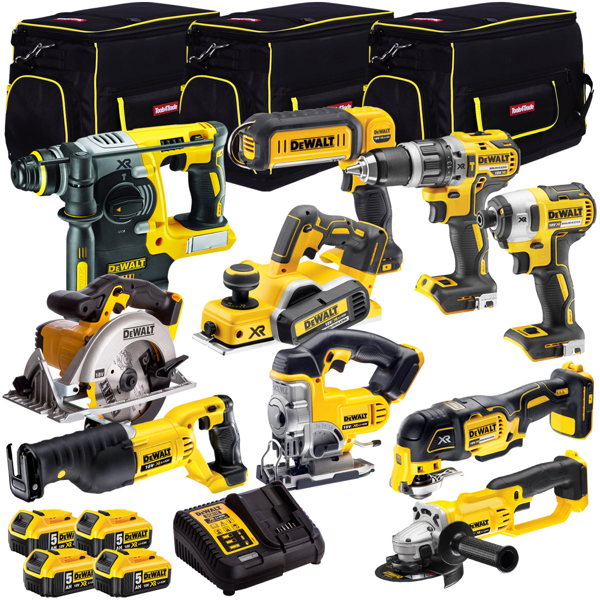 Dewalt DCKT4T10P4B 18V Li-Ion 10 Piece with 4 x 5.0Ah Batteries & Charger in Bag