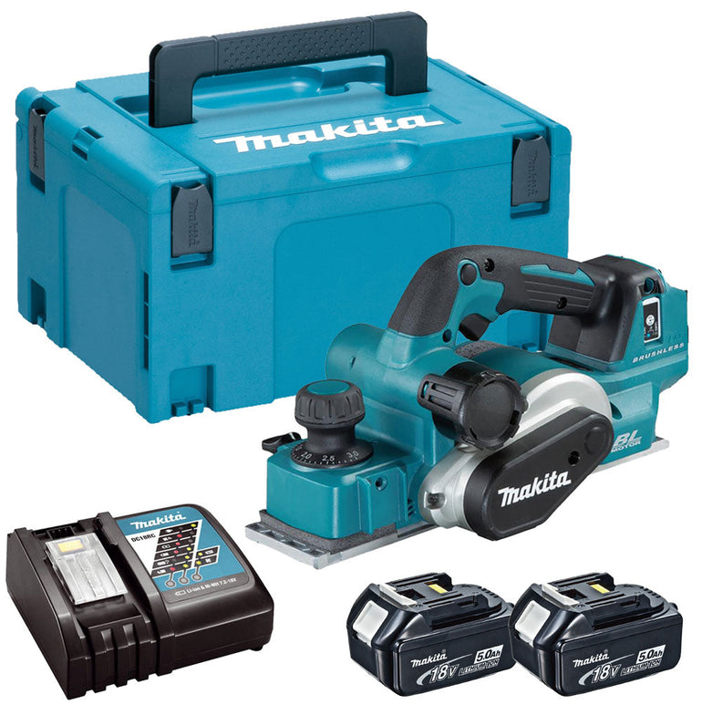 Makita DKP181RTJ 18V LXT Brushless Planer with 2 x 5.0Ah Batteries Charger & Case