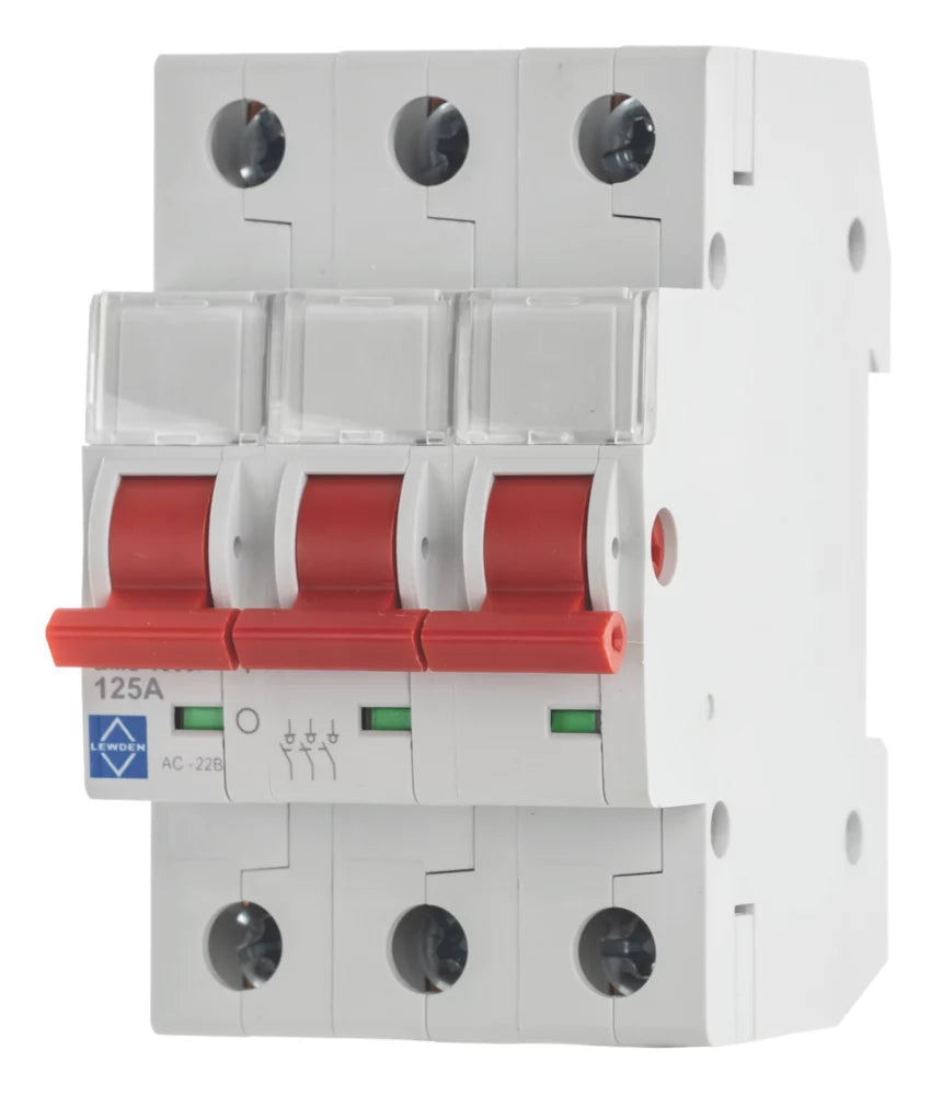 LEWDEN 125A 3-POLE 3-PHASE MAINS SWITCH DISCONNECTOR