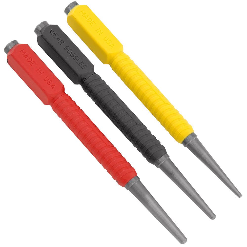 Stanley 0-58-930 Dynagrip hardened body Nail Punch Set of 3 STA058930