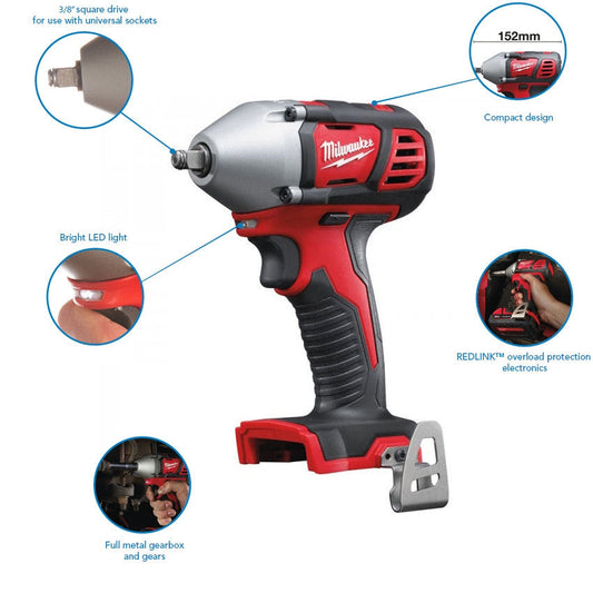 Milwaukee M18BIW38-0 18V Compact 3/8In Impact Wrench Body Only 4933443600