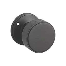 DESIGNER LEVERS KENSINGTON KNURLED DOOR KNOB 60MM PAIR MATT BLACK