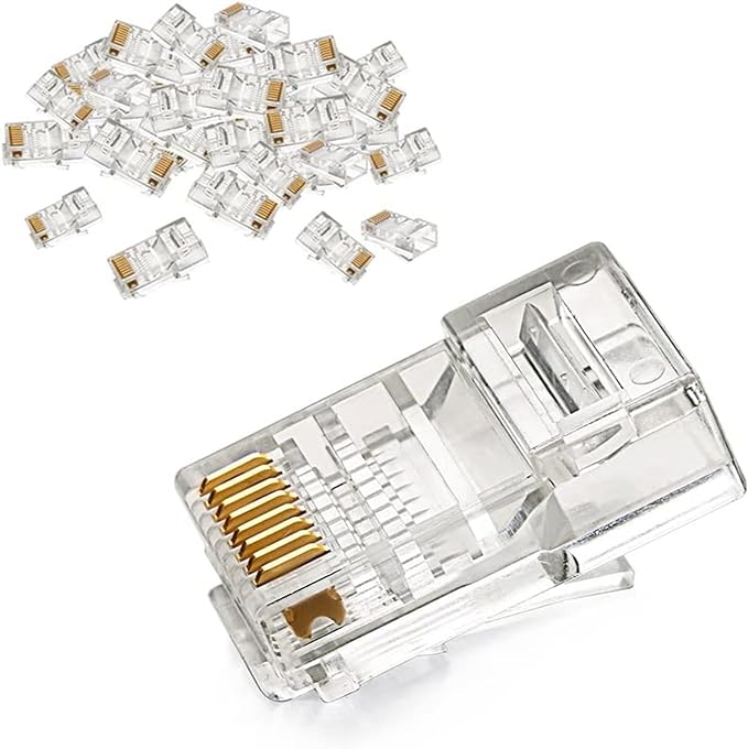 UGREEN RJ45 Connector, 50 Pack Cat5e/Cat5 Ethernet Modular RJ45 Plugs, Gold Plated Crimp LAN Network End Plugs for Ethernet Cable
