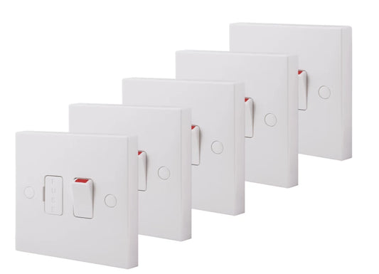 BRITISH GENERAL 900 SERIES 13A SWITCHED FUSED SPUR & FLEX OUTLET WHITE 5 PACK