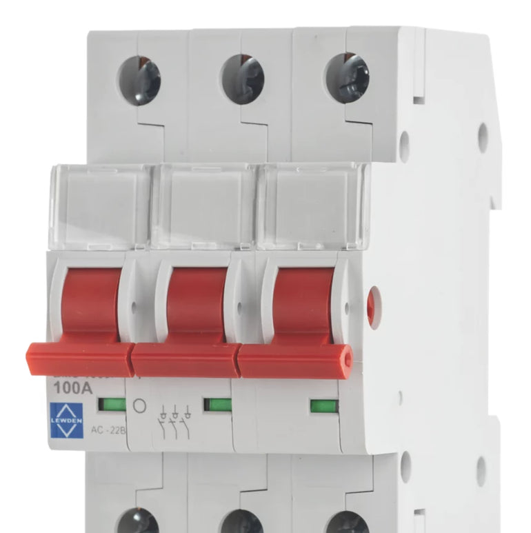 LEWDEN 100A 3-POLE 3-PHASE MAINS SWITCH DISCONNECTOR