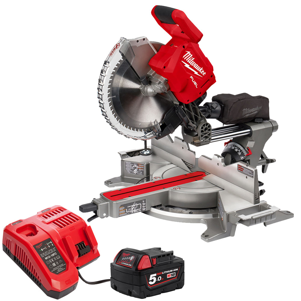 Milwaukee M18FMS305-0 18V 305mm FUEL Brushless Mitre Saw with 1 x 5.0Ah Battery & Charger