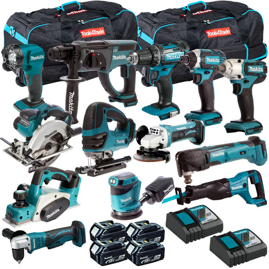 Makita 13 Piece Power Tool Kit 18V LXT 4 x 5.0Ah Batteires T4TKIT-256