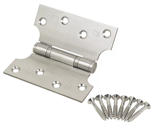 SMITH & LOCKE SATIN STAINLESS STEEL GRADE 13 FIRE RATED PARLIAMENT HINGES 102MM X 102MM 2 PACK