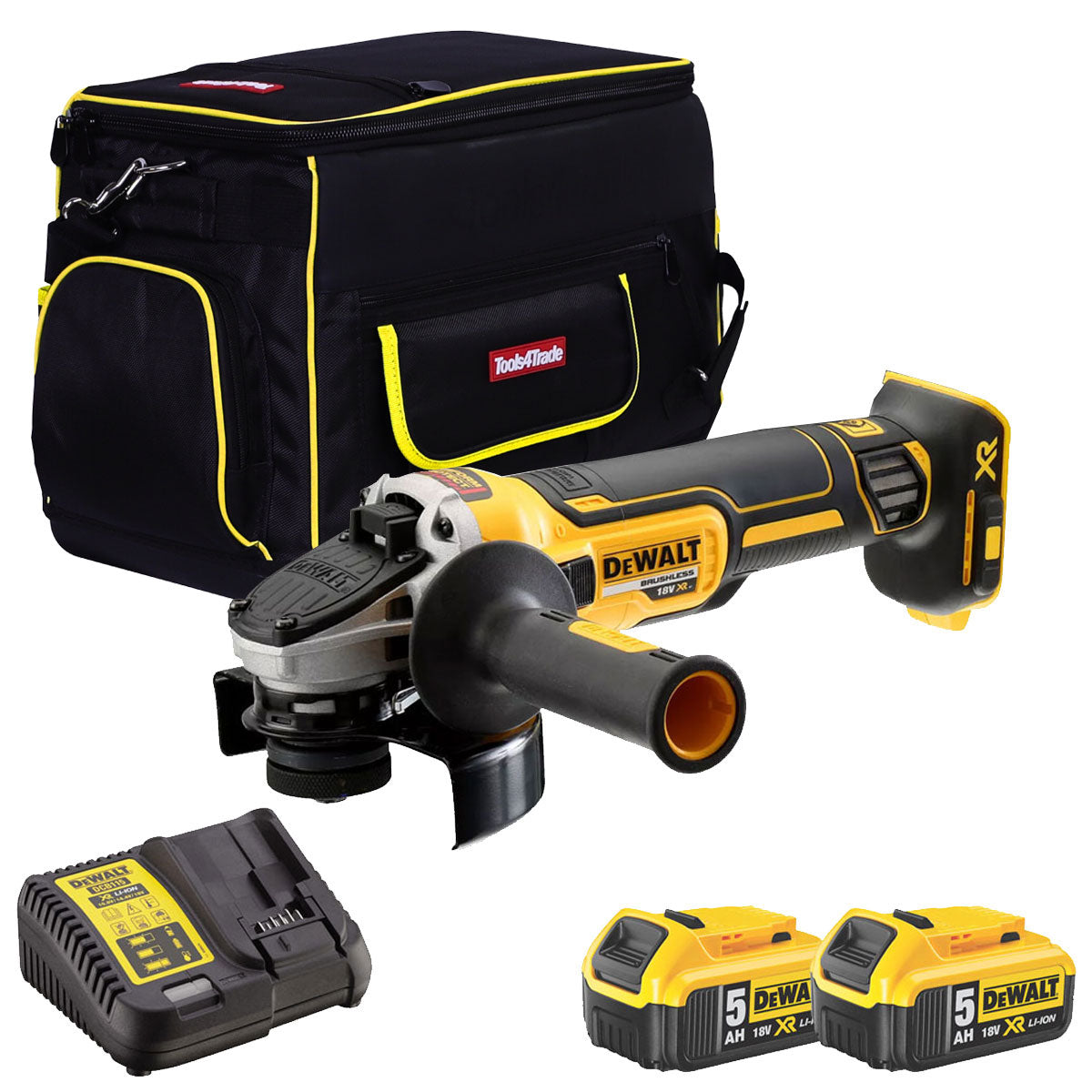 DeWalt DCG405P2B 18V Li-ion 125mm Brushless Angle Grinder Kit 2 x 5.0Ah Battery