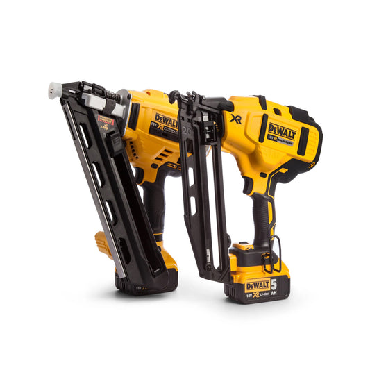 Dewalt DCK2046P2 18V Brushless Twin Pack Nailer with 2 x 5.0Ah Batteries Charger & Bag