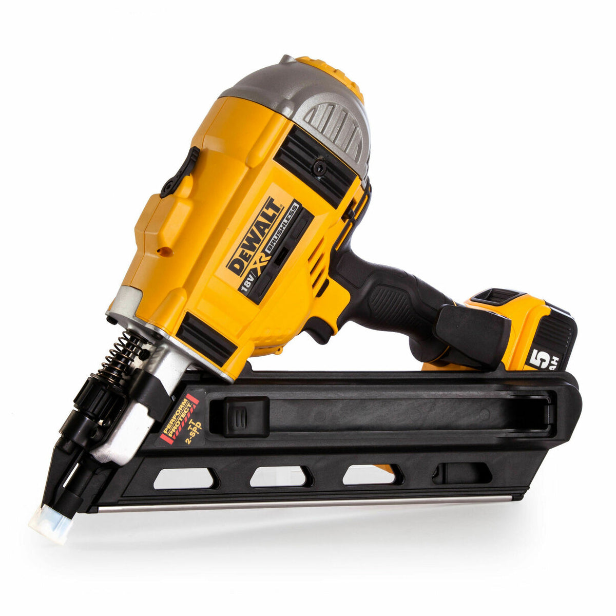 Dewalt DCK2046P2 18V Brushless Twin Pack Nailer with 2 x 5.0Ah Batteries Charger & Bag