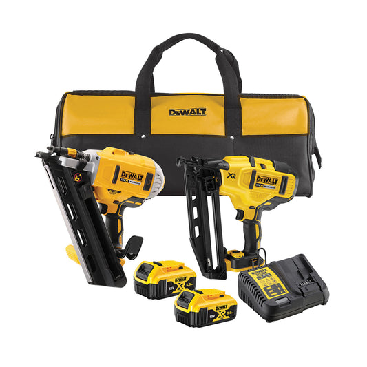 Dewalt DCK2046P2 18V Brushless Twin Pack Nailer with 2 x 5.0Ah Batteries Charger & Bag