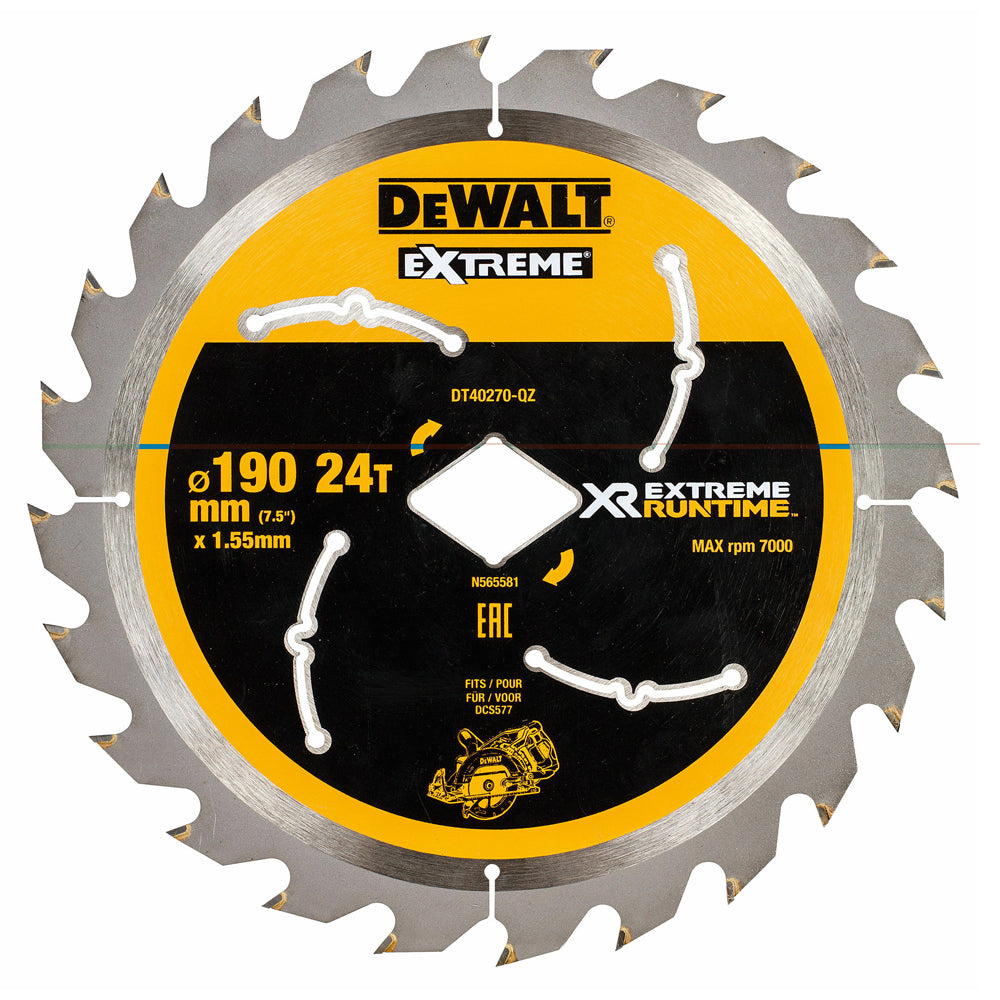 Dewalt Extreme Runtime 190mm Circular Saw Blade 24T DT40270-QZ