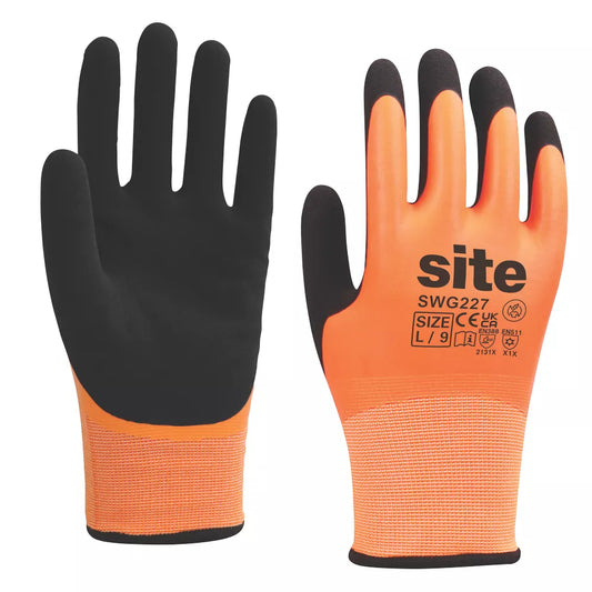 SITE THERMAL WATERPROOF GLOVES ORANGE/BLACK LARGE