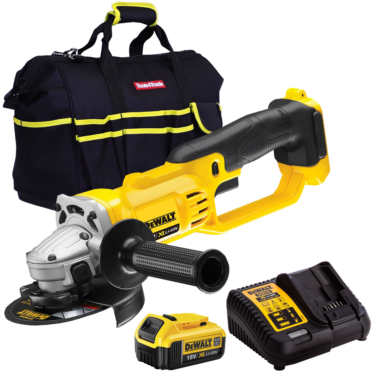 DeWalt DCG412N 18V 125mm Angle Grinder with 1 x 4.0Ah Battery & Charger in Bag