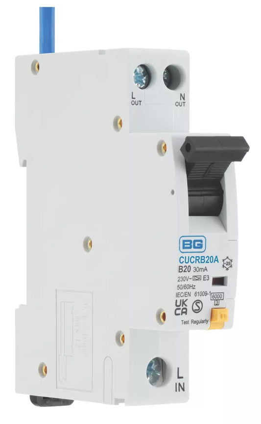 BRITISH GENERAL FORTRESS 6A 30MA SP & N TYPE B COMPACT RCBO (374VF)