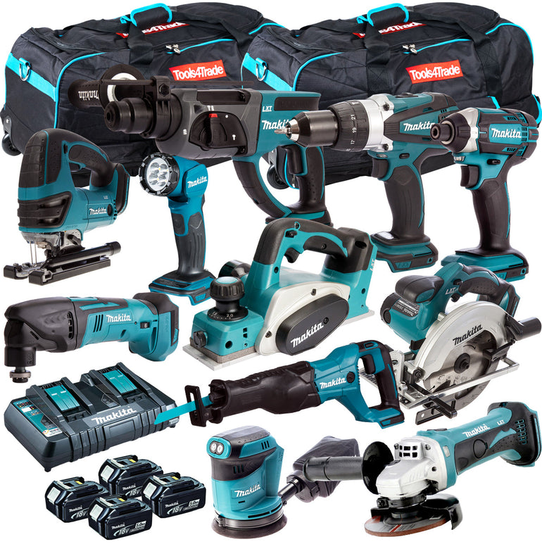 Makita 18V LXT 11 Piece Power Tool Kit with 4 x 5.0Ah Batteries T4TKIT-750