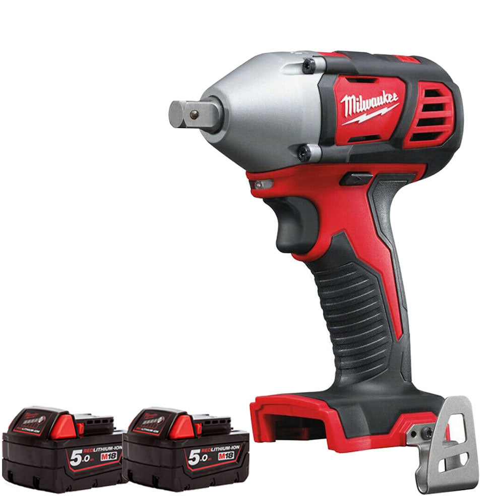 Milwaukee M18BIW12-0 18V 1/2" Impact Wrench with 2 x 5.0Ah Batteries