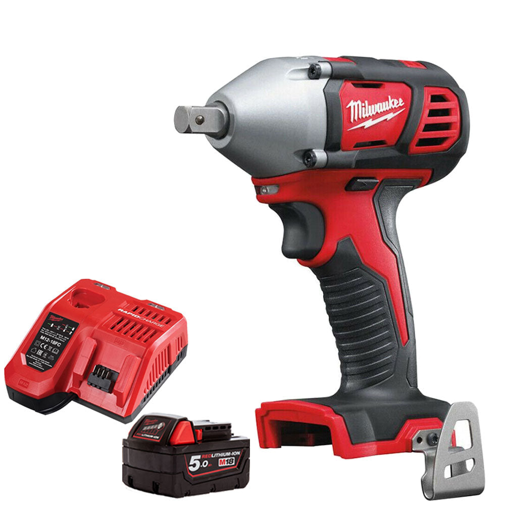 Milwaukee M18BIW12-0 18V Compact 1/2in Impact Wrench with 1 x 5.0Ah Battery & Fast Charger