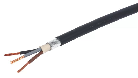 PRYSMIAN 6943X BLACK 3-CORE 6MM² ARMOURED CABLE 25M COIL